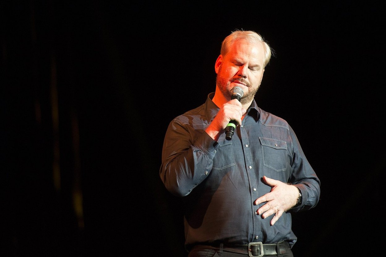 Jim Gaffigan performing stand-up at the Stand Up for Heroes show
