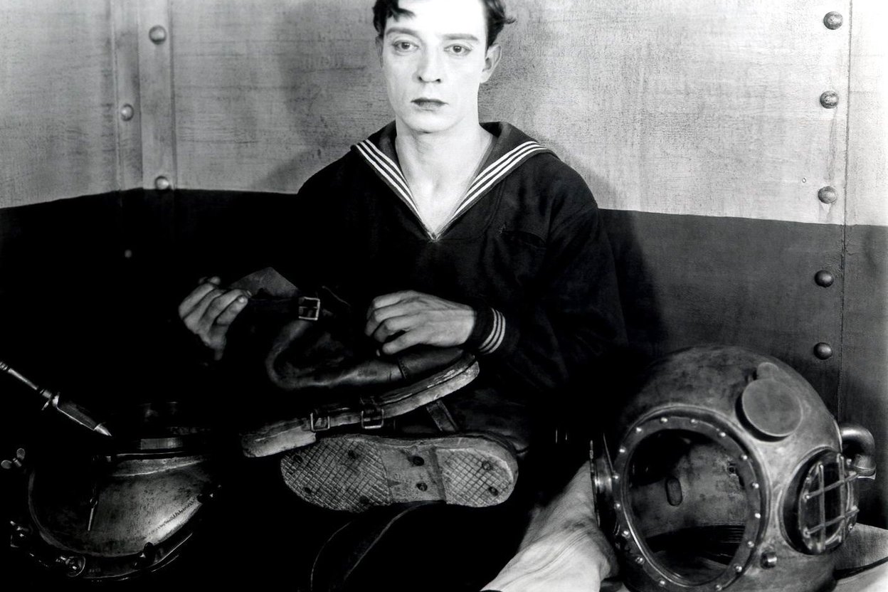 Buster Keaton, the Great Stone Face, in a still from The Navigator (1924)