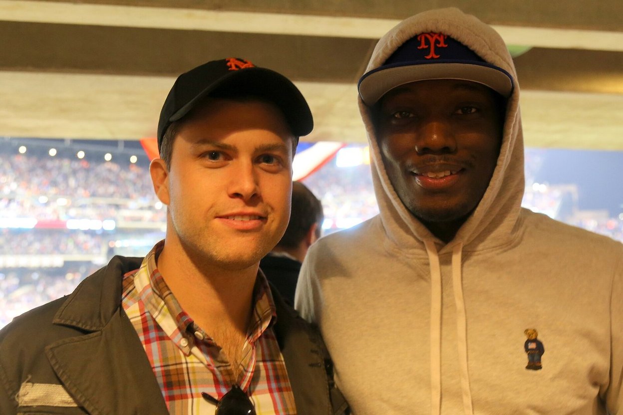 Colin Jost and Michael Che at Citi Field in 2015
